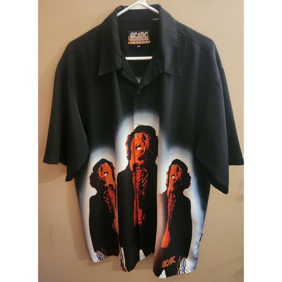 Vintage AC/DC Dragonfly Lounge Rockware All Over Print Shirt Rock Band Size XXL - Picture 1 of 5